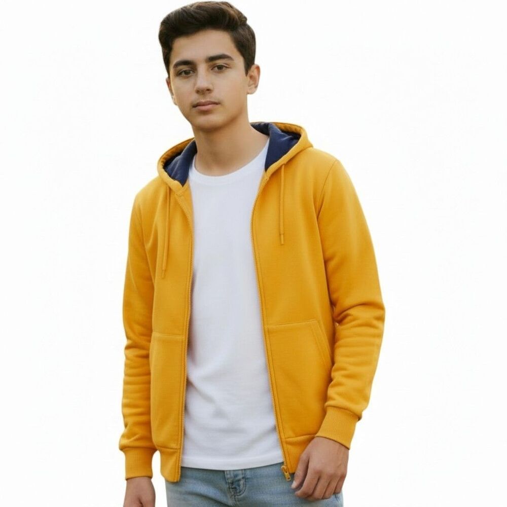 Originals by Alan Jones Boys S Mustard Yellow Full Zip Fleece Hoodie Skater